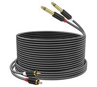 J&D Gold Plated Dual 1/4" TS to RCA Cable - Stereo Audio Interconnect with Nylon Braid for Mixer, Amplifier, 7.5 Meter