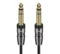 J&D Guitar Cable 1.8 m, Gold Plated Copper Shell 1/4" 6.35mm to 6.35mm TRS Stereo Audio Guitar Lead Jack Instrument Cable for Bass, Amp, Keyboard, Mixer, Mandolin