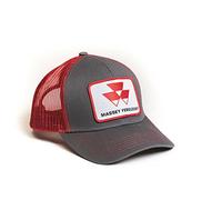 J&D Productions, Inc. Massey Ferguson Tractor Hat, Gray with Red Mesh Back, Red, One size