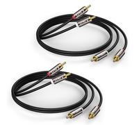 J&D RCA Cable, (2 Pack) Gold-Plated 2RCA Male to 2RCA Male Copper Shell Stereo Audio Cable, RCA Audio Cables, 1.8 Meter