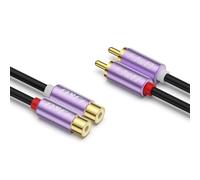 J&D RCA Cable, Gold Plated 2 RCA Male to Female Stereo Audio Extension Cable Purple Aluminum Alloy Shell for Mixer Amplifier Speaker, 6 M