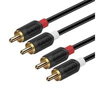 J&D RCA Cable, Gold-Plated Audiowave Series 2RCA Male to Male Stereo Auxiliary Audio Cable Subwoofer Cord for Home Theater, Audio, HDTV, Car Stereo, Speakers, 0.9 Meter