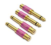 J&D RCA Cable to 1/4 Audio Adapter 4-Pack, 6.35mm Mono Plug Male to Female Connector, Gold-Plated Connectors, Red