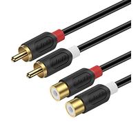 J&D RCA Extension Cable, Gold Plated Audiowave Series 2 RCA Male to Female Stereo Audio Cable for Speaker, Amplifier, Mixer, TV, 6 Feet