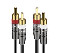 J&D RCA Stereo Cable, 2RCA Male to Male Stereo Auxiliary Audio Cord Subwoofer Cable 0.9 m, 24K Gold Plated Copper Shell for Home Theater, Audio, HDTV, Car Stereo, Speakers