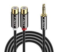 J&D RCA to 3.5mm Aux Cable, Gold Plated 3.5mm 1/8 Male to 2RCA Female Stereo Audio Y Adapter Extension Cable for Smartphone, MP3, Tablet, Computer, Speaker, 0.9 Meter