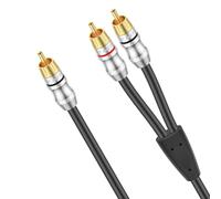 J&D RCA Y-Adapter (0.9 Meter), 1 Male to 2 Male Y Splitter Digital Stereo Audio Cable Subwoofer Cord for Subwoofer, HDTV, DVD Player, Home Theater, Hi-Fi Systems, Speaker