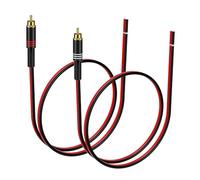 J&D Speaker Cable to RCA Plug, 2 Pack 20AWG 0.3 m, RCA Male Plug to Bare Wire Connector Adapter for Repairing Speaker Cords, Compatible with Amplifiers, AV Receivers, Red and Black