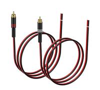 J&D Speaker Cable to RCA Plug, 2 Pack 20AWG 1 m, RCA Male Plug to Bare Wire Connector Adapter for Repairing Speaker Cords, Compatible with Amplifiers, AV Receivers, Red and Black