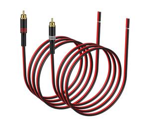 J&D Speaker Cable to RCA Plug, 2 Pack 20AWG 2 m, RCA Male Plug to Bare Wire Connector Adapter for Repairing Speaker Cords, Compatible with Amplifiers, AV Receivers, Red and Black
