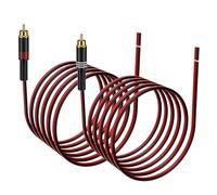 J&D Speaker Cable to RCA Plug, 2 Pack 20AWG 3 m, RCA Male Plug to Bare Wire Connector Adapter for Repairing Speaker Cords, Compatible with Amplifiers, AV Receivers, Red and Black