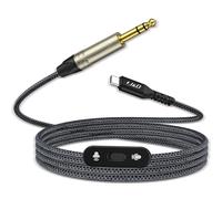 J&D USB C to 6.35 mm TRS Stereo Audio Cable, 2 in 1 Cord with Switch Button, Supports Recording and Playback, Compatible with iPhone 15/16, MacBook, iPad, Black, 2 Meter