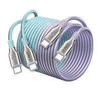 J&D USB C to USB C Cable, 2-Pack 1.8 m 60W Type C Fast Charging Nylon Braided Cable, Compatible with iPhone 16/15 Series, Samsung Galaxy S23, iPad Pro 2021