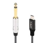 J&D USB Type C to 6.35mm 1/4 inch TS Guitar Audio Cable Microphone Cord for Audio Recording, Bass, Electronic Piano, Compatible with iPhone 15/16 Series, iPad, iMac, 1 Meter