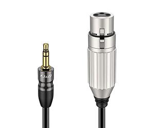 J&D XLR Female to 3.5mm TRS Male Balanced Mic Cable, 9 ft/2.7 M | Balanced 1/8 Inch Mini Jack Stereo Male to XLR Female Mic Cable with Copper Shell and Gold-Plated for Cameras and Sound Cards