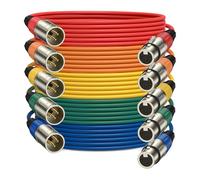 J&D XLR Microphone Cable, Gold Plated Heavy Duty Balanced 3 Pin XLR Male to Female Colored Mic Cables Speaker Cord for Mixer, Amplifiers, Recording, 5 Pack, 1.8 meter