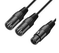 J&D XLR Splitter Cable, 3 Pin XLR 2 Male to 1 Female Y Splitter Balanced Patch Microphone Cable Adapter for Record, Mixer, AMP, Limiter, Speaker, 0.48 meter