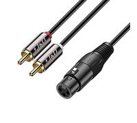J&D XLR to 2 RCA Y Splitter Patch Cable, Gold Plated Heavy Duty Unbalanced Dual RCA Male to XLR Female Stereo Audio Interconnect Cable Adapter for Speaker, Condenser Mic, Mixer, AMP, 15 Feet
