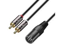 J&D XLR to 2 RCA Y Splitter Patch Cable, Gold Plated Heavy Duty Unbalanced Dual RCA Male to XLR Male Stereo Audio Interconnect Cable Adapter for Speaker, Condenser Mic, Mixer, AMP, 0.9 meter