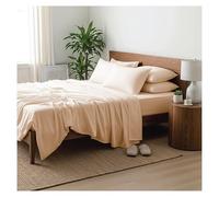 J.Din Beige Super King Flat Sheet - 100% Egyptian Cotton Bed Sheets 300 Thread Count Luxury Hotel Quality Plain Dyed Breathable Bedding Easy Care (275 x 310 cm)