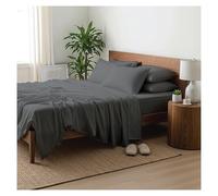 J.Din Charcoal King Flat Sheet - 100% Egyptian Cotton Bed Sheets 300 Thread Count Luxury Hotel Quality Plain Dyed Breathable Bedding Easy Care (250 x 280 cm)