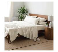 J.Din Cream Single Flat Sheets - 100% Egyptian Cotton Bed Sheet 300 Thread Count Luxury Hotel Quality Plain Dyed Breathable Bedding Easy Care (180 x 255 cm)