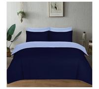 J.Din Dark Blue and Light Blue Plain Dyed Duvet Cover - Soft Brushed Microfiber - Super King Size Bedding Set With Matching Pillow cases - Reversible Quilt Cover Sets