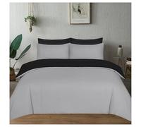 J.Din Grey and Black Dyed Duvet Cover - Soft Brushed Microfiber - Single Bedding Set With Matching Pillow case - Reversible Quilt Cover Sets