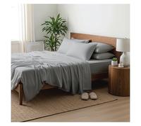J.Din Grey Single Flat Sheet - 100% Egyptian Cotton Bed Sheets 300 Thread Count Luxury Hotel Quality Plain Dyed Breathable Bedding Easy Care (180 x 255 cm)