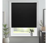 J.Din Made To Measure Roller Blinds, Thermal Blackout Roller Blind, Easy Fit Insulated UV Protection Child Safe Home Office Window Blinds, Black 120W x 210H cm