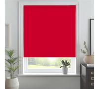 J.Din Made To Measure Roller Blinds, Thermal Blackout Roller Blind, Easy Fit Insulated UV Protection Child Safe Home Office Window Blinds, Red 60W x 210H cm