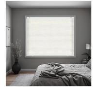 J.Din Made to Measure White Embossed Blind PVC Window Venetian Blinds 25mm Slats, Easy Fit Window Treatment Shutters Child Safe Fittings 150W x 150H cm