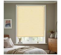 J.Din Natural Wood Grain Effect Made To Measure PVC Venetian Window Blinds Easy Fit Windows Treatment Curtains 25mm Slats Wooden Shutters Child Safe Fittings 45W x 150H cm
