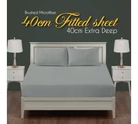 J.Din Plain Dyed Fitted Sheet Light Grey Bottom Sheet Single Bed 40cm Extra Deep Pocket Soft Brushed Microfiber Bedsheet Easy Care - 90 x 190cm