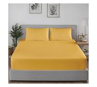 J.Din Single Fitted Sheet Ochre Yellow Bottom Bed Sheets Soft Brushed Microfiber Deep Pocket 12 Inch (30 cm) Breathable, Shrinkage and Fade Resistant Easy Care 90x190cm