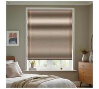 J.Din Walnut Wood Grain Effect Made To Measure PVC Venetian Window Blinds Easy Fit Windows Treatment Curtains 25mm Slats Wooden Shutters Child Safe Fittings 135W x 150H cm