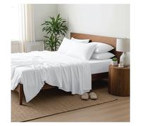 J.Din White King Flat Sheet - 100% Egyptian Cotton Bed Sheets 300 Thread Count Luxury Hotel Quality Plain Dyed Breathable Bedding Easy Care (250 x 280 cm)