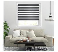 J.Din Zebra Roller Blinds Windows Door Curtain For Bedroom Light Filtering Day and Night Window Shades Blind Easy Fit Double Layer Fabric Translucent Vision Curtains (Grey, 124cm x 165cm)
