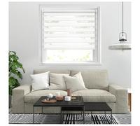 J.Din Zebra Roller Blinds Windows Door Curtain For Bedroom Light Filtering Day and Night Window Shades Blind Easy Fit Double Layer Fabric Translucent Vision Curtains (White, 154cm x 210cm)
