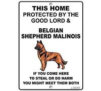 J.DXHY Belgian Shepherd Malinois Dog Home Caution Sign, Metal, 12x8 inches