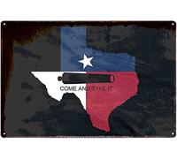 J.DXHYA Tin Poster Metal Sign Texas Flag Wall Art, Texas Map Wall Decor, Come and Take It Flag S, Gonzales Historical American Yard S, Vintage Art Texas Home Decor Gifts for Women Men 8x12 Signs