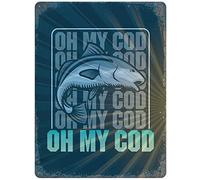 J.DXHYA Vintage Metal Tin Sign Angler Fisherman Fish Oh My Cod S Pub Cafe Bar Garage Retro Marks Plaque Iron Pain G Wall Poster Home Hanging Movie Poster Look 15.7"×11.8