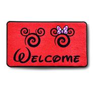 J.Ehonace Cartoon Mouse Rugs - Non-Slip Mickey Cartoon Welcome Mat, Cute Minnie Rug Indoor Entrance Doormat Livingroom Home Decor Rugs, 17" x 30" (Red)