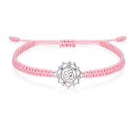 J.Endéar Om Lotus Flower Bracelet Yoga Meditation Jewellery, 925 Sterling Silver Bracelet Zirconia 7 Chakra Bracelet, Adjustable Pink String Bracelet for Women Girls Teens