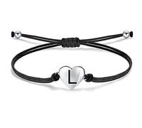 J.Endéar womens+clearance+sale,prime+deals+today+clearance, Heart Bracelet with Initial Letter L for Women Girls Gift, 925 Silver Charm with Handmade Cord Chain Adjustable