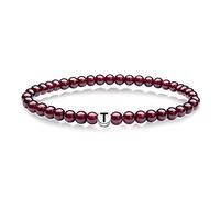 J.Endéar womens+clearance+sale,prime+deals+today+clearance, Initial Letter T Women Initials Name Bracelets, 5MM Red Natural Garnet Friendship Bracelet, 925 Sterling Silver Letter Elastic 17.5CM