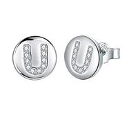 J.Endéar womens+clearance+sale,prime+deals+today+clearance,Women Girls Earrings Initial Letter U 925 Sterling Silver Jewelry Hypoallergenic Tiny Studs Birthday Childrens Day Daughter Gifts