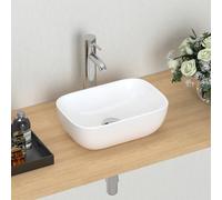 J-FAMILY Modern Bathroom Small Vessel Sink Above Counter Compact Porcelain Ceramic Wash Basin Small Vanity Sink Lavatory Wash Hand Basin,365 x 250 x 115mm