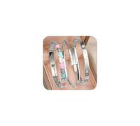 J.Fée 3Pcs Bangles for Womens Waterproof Ladies Bracelet Stack Stainless Steel Bracelets for Womens 17CM Four Leaf Clover Bracelet Cubic Zirconia Bracelets Gifts for Christmas