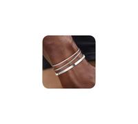 J.Fée 3Pcs Mens Bracelets Stainless Steel Bangle Multi Layer Stackable Bracelet Set Fashion Bracelet for Men, Mens Jewellery Birthday Christmas Gifts for Men